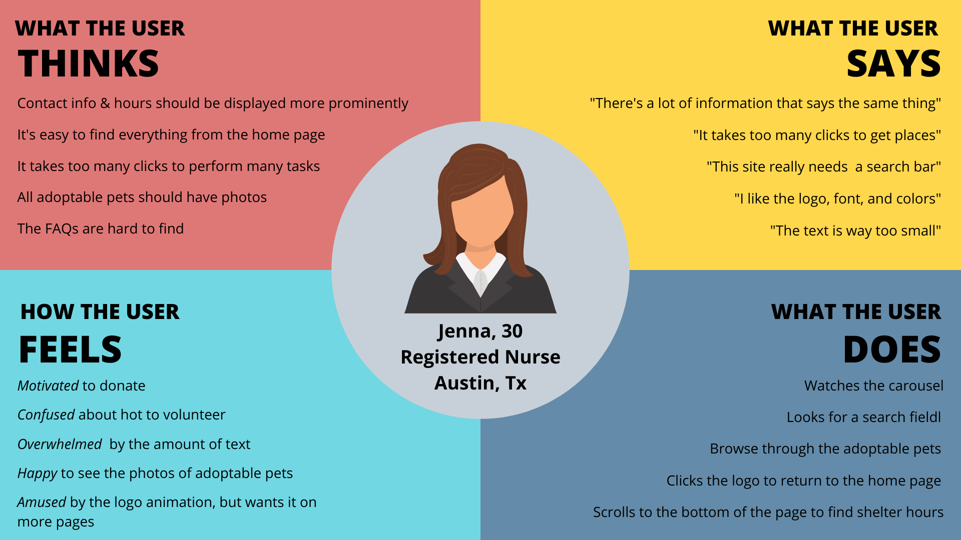 User persona empathy map