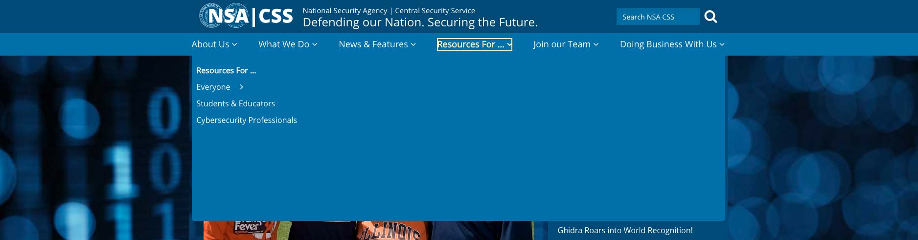 Original site's navigation