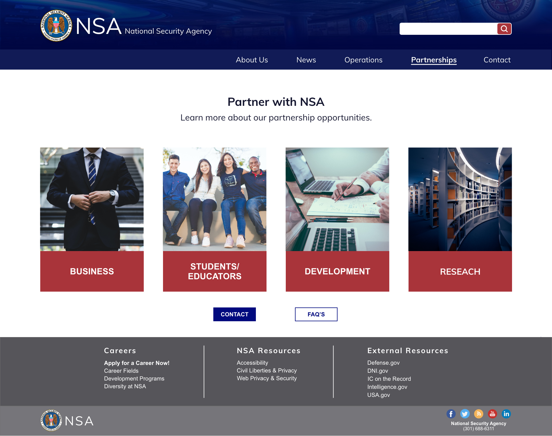 Partner with NSA redirect page