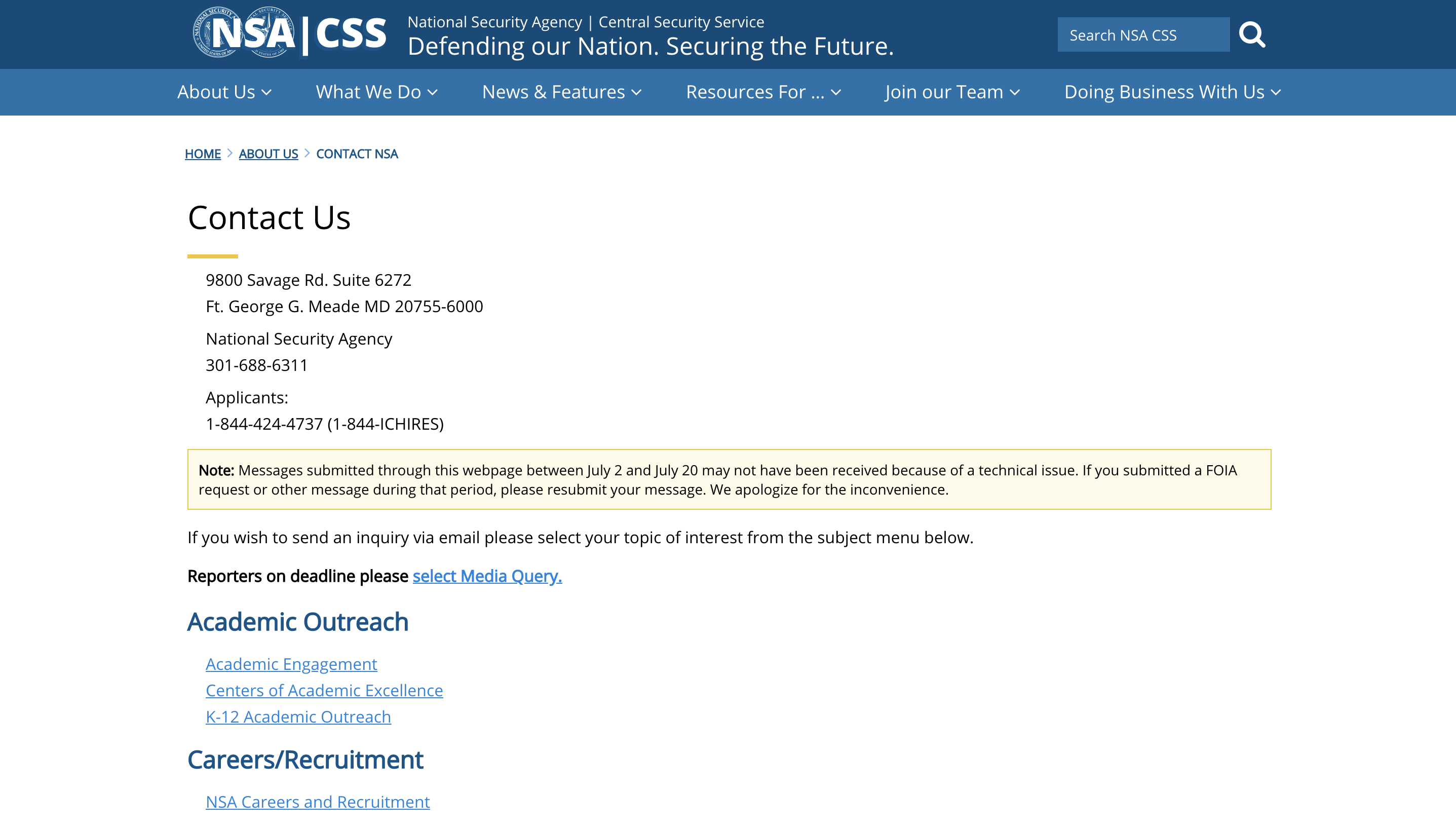 Original Contact us page