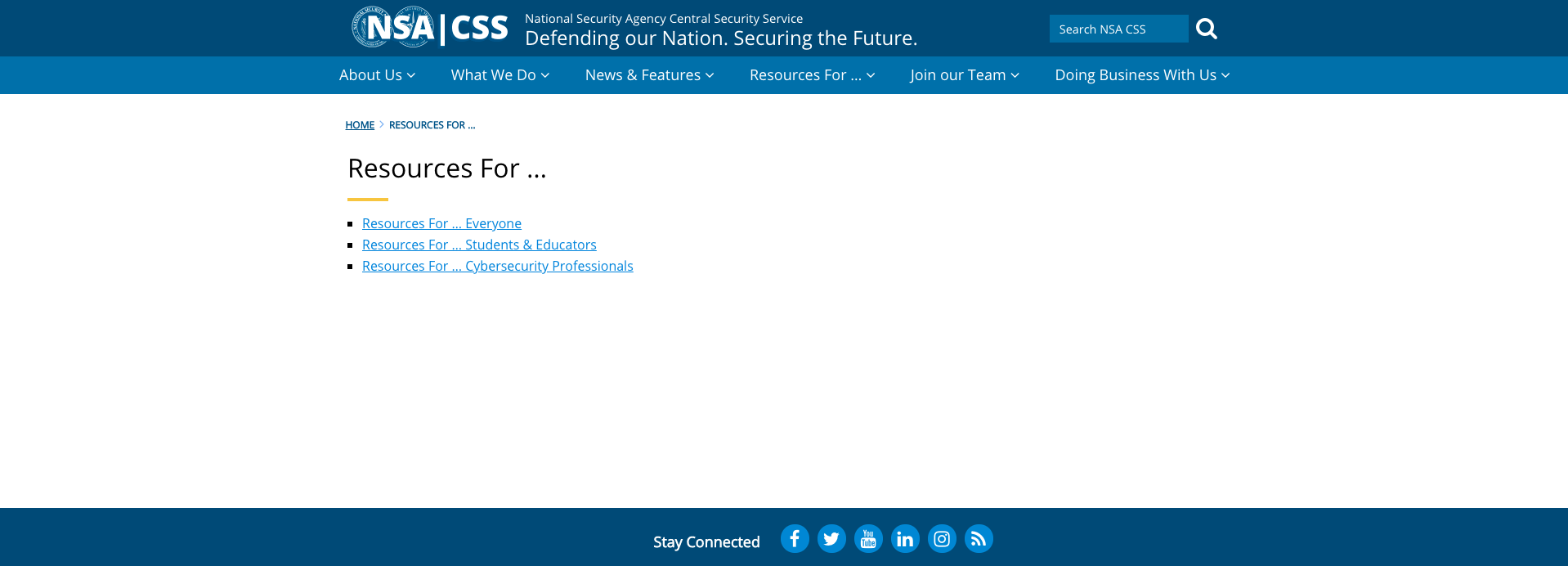 Original site's navigation